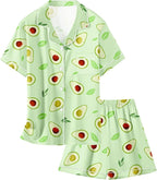 Girls & Womens Satin Pajamas Set, Silk Button-Down Sleepwear 2 Piece Nightwear, 3 Years - Women XXL