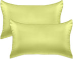 Elegant Comfort 2-PACK Pistachio Green Viscose Satin Pillowcase Set with Hidden Zipper closure, Silky Smooth for Hair and Skin Care-Beautiful Gift Box-2-Piece Satin Pillowcases, Standard/Queen