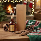 Craft & Kin Oud Wood Diffuser Reed Diffuser | All Natural Essential Oil & 8 Rattan Scent Sticks | Reed Diffusers for Home, Bathroom | Long Lasting Home Fragrance in Amber Glass, 5.75oz