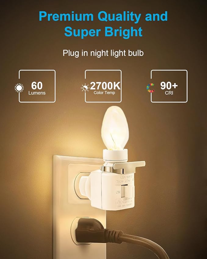 OuuKoo Night Light Bulb Warm White Replacement Bulbs - E12 Light Bulbs - 7Watt Incandescent Bulbs - 15 Packs, Warm White Glow - Dimmable (Night Light Bulbs 7 Watt)