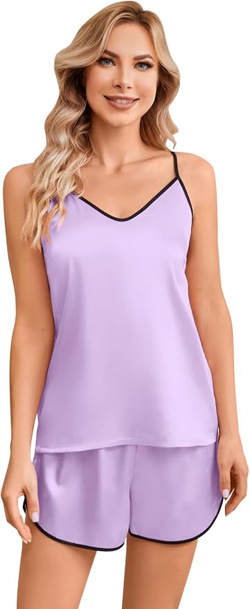 Girls & Women Silk Pajamas Set Satin Camisole Sleepwear 2 Piece Pjs, 3 Years - Women XXL