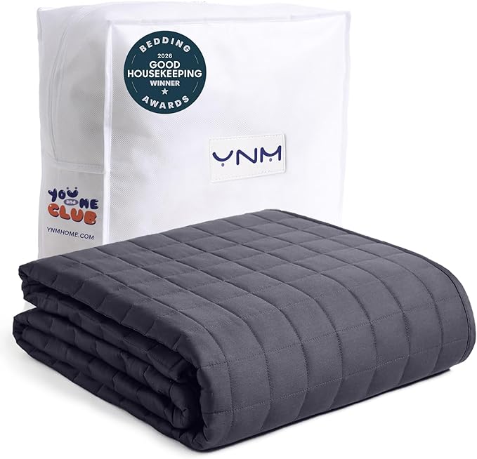 YnM Exclusive 15lbs Weighted Blanket, Bed Blanket for One Person of 140lbs, Ideal for on Queen/King Bed (Dark Grey, 60"x80" 15lbs)
