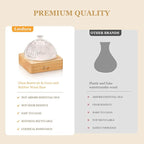 Lecdura Glass Essential Oil Diffuser with Glass Reservoir & WoodBase, 200ml Ultrasonic Lock Color Timer Auto-Off 7 Color Light Aroma Glass Dome Diffuser for Home Office Bedroom Yoga