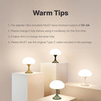 MAGCHARM Mushroom Lamp, 5W LED Cordless Rechargeable Table Lamp with Glass Shade, Small Retro Dimmable Touch Light with 3 Color Temps, Aesthetic Mid Century Bedside Light for Bedroom Ambient, Black