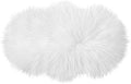 Molain Bench Cushion Fluffy Area Rug White Soft Faux Fur Bedroom Balcony Couch Reading Nook Cover Plush Mini Car Chair Seat Pad Hallway Fireplace Living Room Floor Decorations (50 cm Oval)
