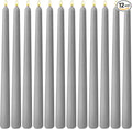 10-Inch Gray Taper Candles, 12 Pack Unscented and Dripless Candlesticks, Long-Lasting Burn Time of 7-8 Hours, Perfect for Home Décor, Weddings, and Events