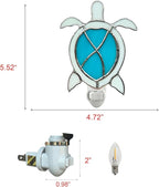 CHEZBABY Stained Glass Night Light Plug into Wall Accent Nightlight Lamp Decorative for Hallway Bedroom Kitchen Home Decor(Turtle)