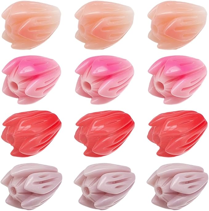 4 Colors 80Pcs 7x9mm Acrylic Flower Beads Artificial Flower Beads Bulk Loose Plastic Jasmine Coral Colorful Floral Spacer for Jewelry Making Findings Necklace Bracelet DIY Crafts Beginner