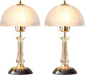 Crystal Table Lamp Set of 2, Dimmable Bedside Lamp with ON/Off Switch Modern Glass Lamps for Night Stands Bedroom Living Room Decor