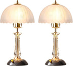 Crystal Table Lamp Set of 2, Dimmable Bedside Lamp with ON/Off Switch Modern Glass Lamps for Night Stands Bedroom Living Room Decor