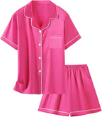 Girls & Womens Satin Pajamas Set, Silk Button-Down Sleepwear 2 Piece Nightwear, 3 Years - Women XXL
