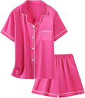 Girls & Womens Satin Pajamas Set, Silk Button-Down Sleepwear 2 Piece Nightwear, 3 Years - Women XXL