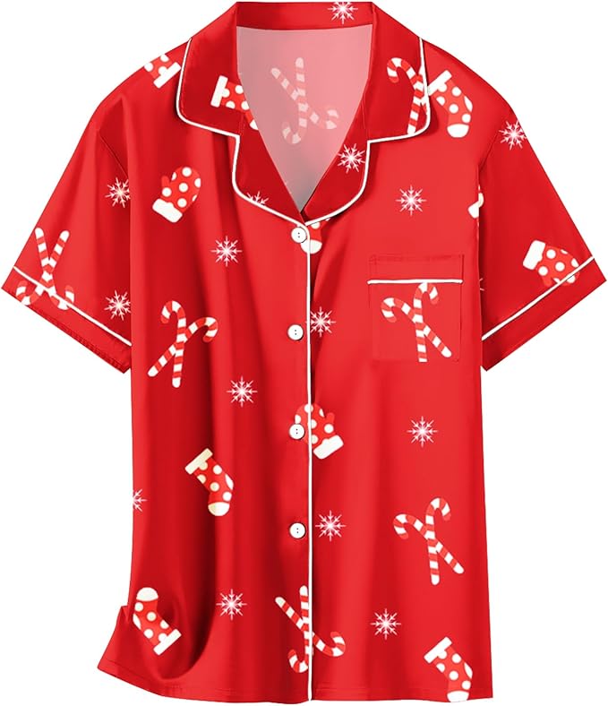 Girls & Womens Satin Pajamas Set, Silk Button-Down Sleepwear 2 Piece Nightwear, 3 Years - Women XXL