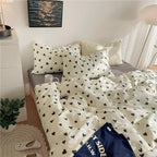 Nayoroom Black and White Heart Duvet Cover Queen Size Black Hearts Printed on White Bedding Set 3 Pcs Cute Kawaii Soft Breathable Microfiber Comforter Cover Valentine Gifts for Kids Girls