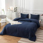 Cottonight Navy Blue Comforter Set King Men Women Dark Blue Bedding Comforter Set Solid Navy Blanket Quilts Ultra Soft Breathable Soft Navy Blue Bedding Comforter Sets