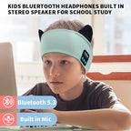 Joythink Kids Bluetooth Headband Headphones Sleep Mask Wireless Earphones Built in Thin Speaker Adjustable Sports Headset Sleep Headband for Girls Boys Toddler Children Baby Airplane Travel Study Aqua