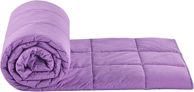 TONGDADA Kids Weighted Blanket | 40''x60'',7lbs | for Child Between 55-80 lbs | Premium Cotton Material with Glass Beads | Purple