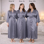 Silk Robes for Women Ankle Length Satin Kimono Robes with Belt Bridemaids Sleepwear Bachelorette Nightgown