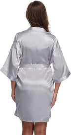 Women's Satin Short Robe Bridesmaid Bride Wedding Party Robes Silky Sleepwear Loungewear