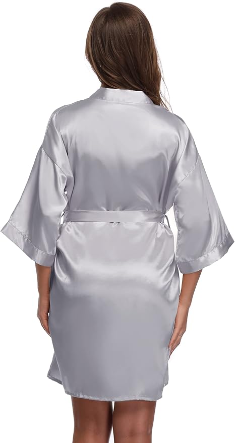 Women's Satin Short Robe Bridesmaid Bride Wedding Party Robes Silky Sleepwear Loungewear