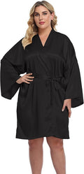 Women's Plus Size Short Silky Bathrobes Satin Kimono Robes Bride Bridesmaid Loungewear Soft Nightgown