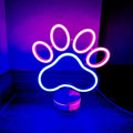 Dog Paw Neon Sign Lamp Dimmable LED with Standable Base and Touchable Switch,USB or 3-AA Battery Powered Neon Signs LED Desktop Wall Decoration for Party, Bedroom ，Birthday Christmas Gift
