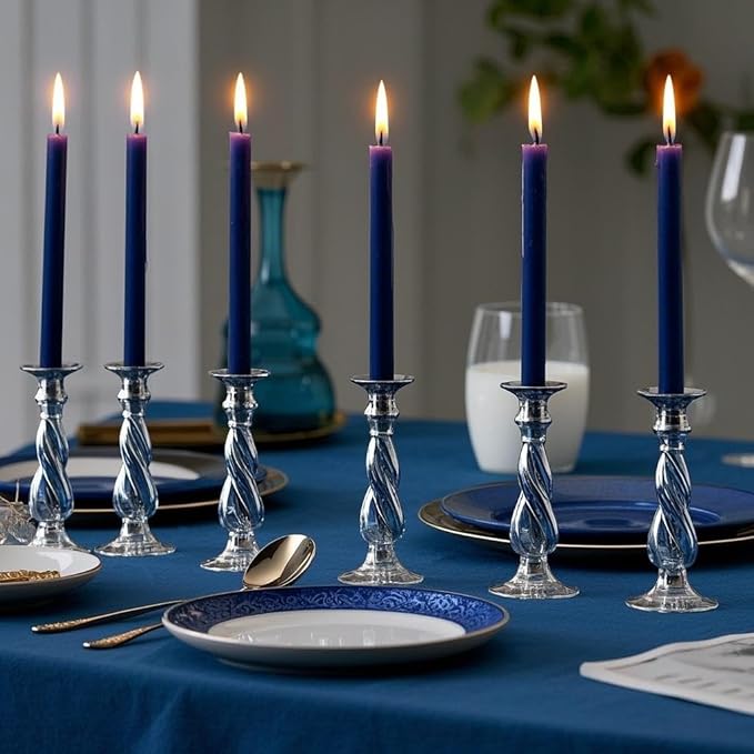 12-Pack Navy Blue Taper Candles, 10 Inch Unscented Dripless Candlesticks, Long-Lasting Burn Time of 7-8 Hours, Perfect for Home Décor Dinner Party Meditation