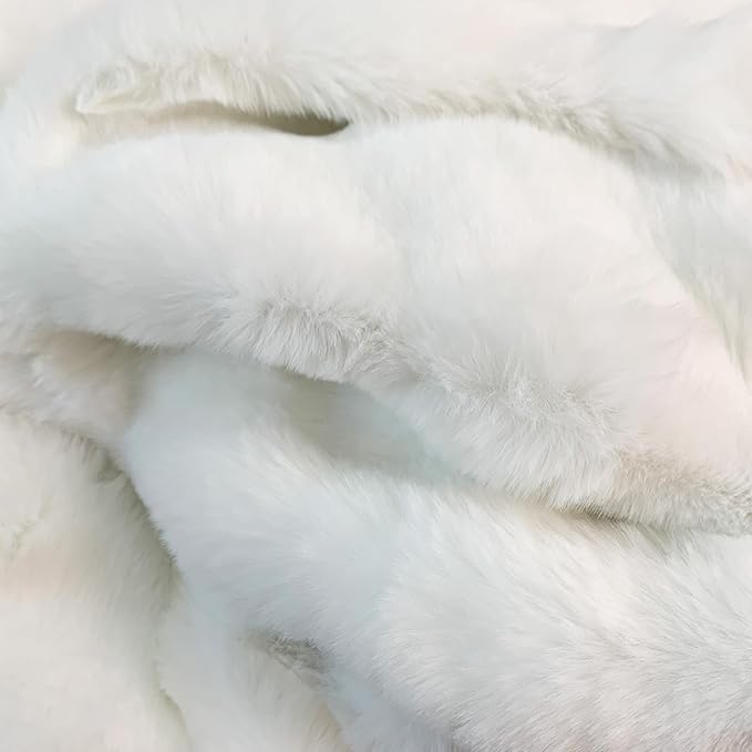 ABREEZE Faux Rabbit Fur Rug 4FT, White Fluffy Soft Area Rug Round Fuzzy Carpet for Living Room, Bedroom, Machine Washable Shaggy Nursery Rug