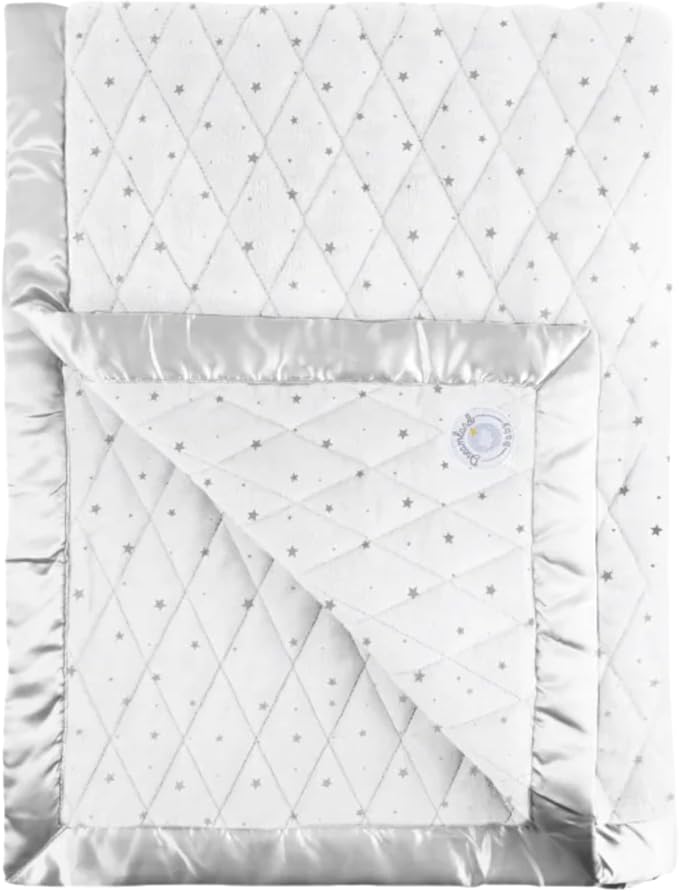 Dreamland Baby 4lb Weighted Blanket for Kids. Breathable Dual Fabrics with Minky Cooling Side & Cozy Microfleece on Reverse. Mom-Owned US Business, Premium Materials (White with Grey Stars)