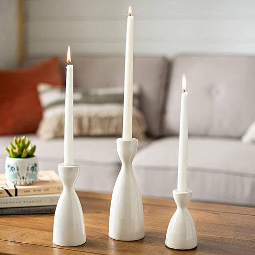 10-Inch White Taper Candles, 12 Pack Unscented and Dripless Candlesticks, Long-Lasting Burn Time of 7-8 Hours, Perfect for Home Décor, Weddings, and Events