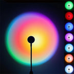 YOWOCAL Sunset Projection Lamp - 7 Colors & 13 Modes, USB-Powered Mood Light for Bedroom, Party, Relaxation | Plug & Play Sunset Light, Wall & Ceiling Projector, Romantic Decor Gift