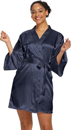 Women's Satin Robes Floral Bridesmaid Robes Short Silk Kimonos Sleepwear