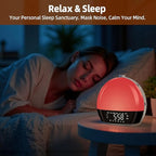 Sunrise Alarm Clock for Heavy Sleepers & Kids, Wake Up Light with Natural Simulation, Dual Alarm, Sleep Sound Machine, Dimmable LED Night Light, FM Radio, USB Charger for Bedroom