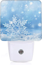 Snowflakes Christmas Night Light, Winter Snowflakes Night Light Plug into Wall with Dusk to Dawn Sensor, LED Lamp Energy Saving Lights for Men Women Boys Girls,Lamp for Bedroom Bathroom Hallway