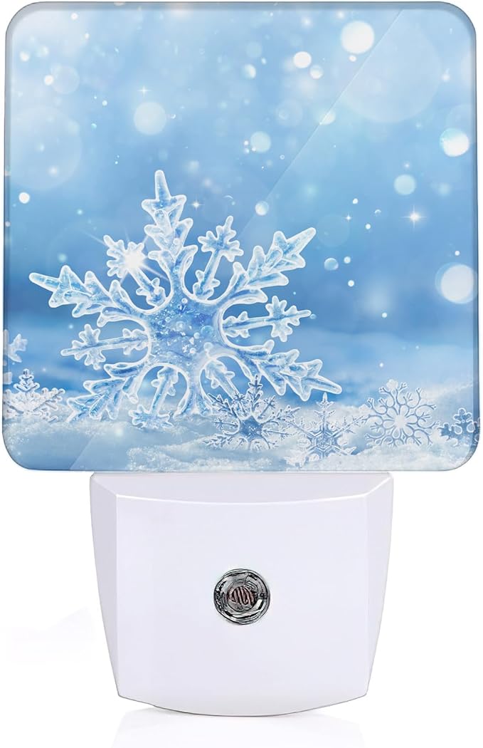 Snowflakes Christmas Night Light, Winter Snowflakes Night Light Plug into Wall with Dusk to Dawn Sensor, LED Lamp Energy Saving Lights for Men Women Boys Girls,Lamp for Bedroom Bathroom Hallway