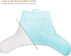 Clara Clark Reading Pillow for Kids & Teens with Shredded Memory Foam, Backrest Pillows for Reading, Watching, and Gaming, Use on The Couch, Bed, or Floor Adjustable Support, Washable Cover Light Blue