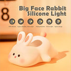 S NMT Cute Rabbit Silicone Night Lights Cartoon Bedroom Lamp for Children's Room Decor, USB Rechargeable Timing Dimming Silicone Sleep Light for Kids, Toddler, Baby