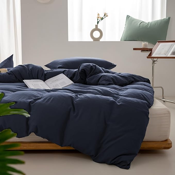 Luxlovery Navy Blue Comforter Set California King Size Navy Bedding Comforter Sets Comfy Soft Dark Blue Blanket Quilts Lightweight 3 Piece Bedding Set for Adults Cal King Size Bed