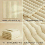 Faux Fur Blanket Twin/Twin XL - 60x80 Inch Soft & Warm Fluffy Throw for Bed, Sofa, Camping | 350GSM Cloud-Touch Microfiber | Cozy Essentials for Travel & Movie Nights, Striped White