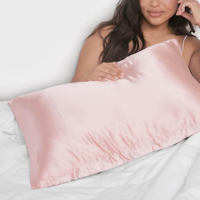 Kitsch Satin Pillowcase with Zipper for Hair & Skin - Softer Than Silk Pillow Cases, Smooth Cooling Satin Pillow Case, Wrinkle-Free, Machine Washable, King Size Satin Pillow Case 19x36 - Blush, 2pcs