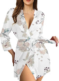 WJing Yi Jia Womens Satin Kimono Robe Silky Robes Floral Bathrobe Bride Bridesmaid Wedding Bridal Dressing Gown Loungewear