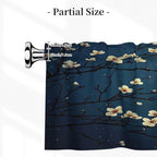 Full Moon Night with Cherry Blossoms Curtain Valance Peach Skin Velvet Printed Window Valance with Rod Pocket Light Filtering for Kitchen Bathroom 54x18in