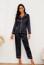 U2SKIIN Women Silk Pajamas Set, Long Sleeve Satin Pajamas for Women Sleepwear Button Down Pjs Set Two-piece