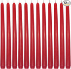 12-Pack Red Taper Candles, 10 Inch Unscented Dripless Candlesticks, Long-Lasting Burn Time of 7-8 Hours, Perfect for Christmas Home Décor Wedding Dinner