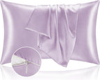 BEDELITE Satin Pillowcase with Zipper, Lavender Pillow Cases Queen Size Set of 2, Super Soft and Cooling Similar to Silk Pillow Cases, Gift for Women Men(20x30 Inches)