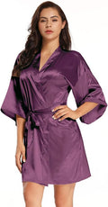 Women's Pure Short Satin Robes Bridesmaid and Bride Silky Robes Summer Sleepwear