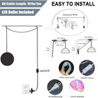 Plug in Pendant Light Fixtures Hanging Ceiling Lamp 16.4ft Cord,7in Colorful Hanging Moon Lamp Galaxy Lamp for Kids Bedroom,Led Moon Light Gift for Girls&Boys Lover Birthday(Bulb Included)