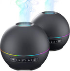 THIMONES 2 Pack Essential Oil Diffuser for Home - 200ml Ultrasonic Aromatherapy Diffuser with 4 Timers & 7 Colors Night Lights, 20dB Quiet Working for 10 Hours (Black+Black)