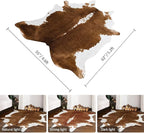 HOMORE Cowhide Rug, Cute Cow Print Rug for Living Room Faux Cow Hide Animal Print Carpet for Bedroom Office Table, 4.6 x 5.2 Feet, Khaki Brown