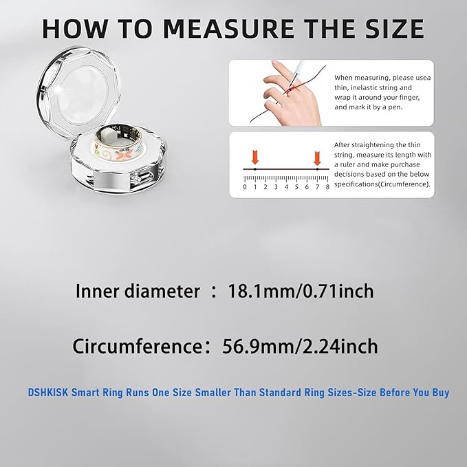Smart Ring for Women & Men, Fitness Tracker with Heart Rate, SpO2, Blood Pressure & Sleep Monitoring, IP68 Waterproof, Long Battery Life, No Monthly Fees, for iPhone Android (8#&Floral)